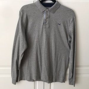 Vineyard Vines Heather Grey Long Sleeve Polo. M